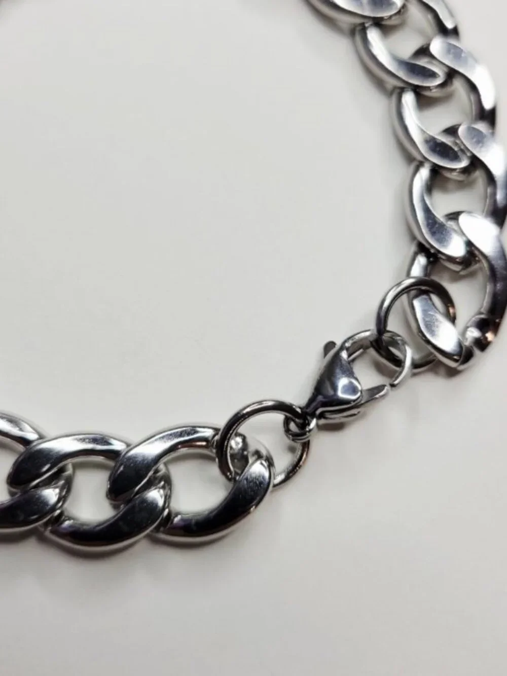 NWT Mens 12mm Shiny Stainless Steel Cuban Link Bracelet Lobster Clasp – 8 in